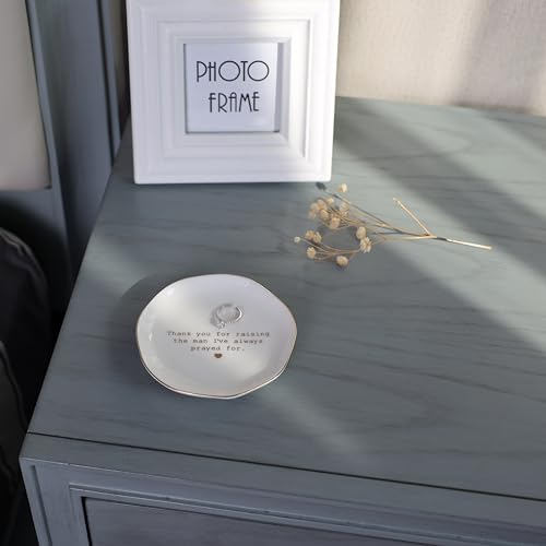 Mother of Groom Ring Dish - 'Thank You for Raising the Man' Ceramic Jewelry Tray | Perfect Gift for Mother's Day & Weddings