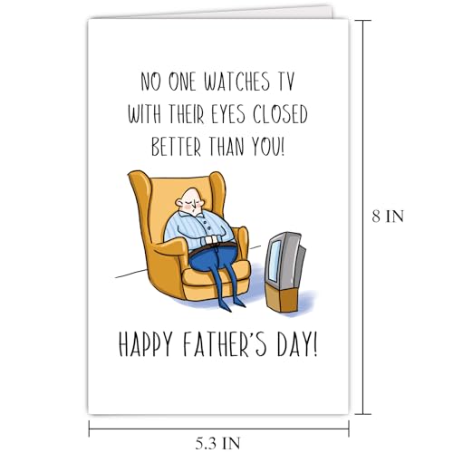 Funny Father's Day Card for Dad, Husband, Grandpa - Humorous TV Watcher