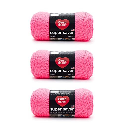 Red Heart Super Saver Yarn - Pretty N' Pink, 3-Pack, Worsted Weight