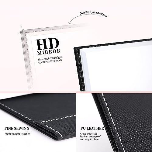 DUcare Portable Folding Table Mirror - 6x8 Inch Black Makeup Mirror with Adjustable Stand