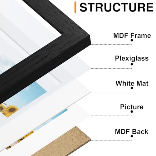 Black 3-Photo Collage Frame for 5x7 Pictures - 8x16 Wall Decor