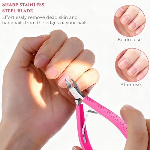 Cuticle Trimmer Stainless Steel Professional Nail Cutter with Silicone Handle