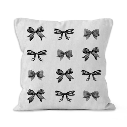 Black Bow Throw Pillow Cover 18x18 | Girly Room Decor
