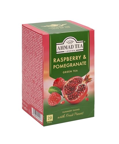 Ahmad Tea Raspberry & Pomegranate Green Tea - 20 Tagged Tea Bags