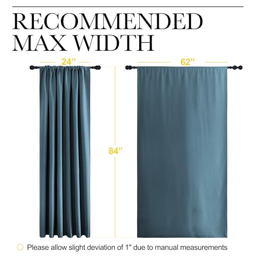 NICETOWN Smoky Blue Blackout Curtains - 62" x 84" (Pack of 2) Thermal Insulated Drapes