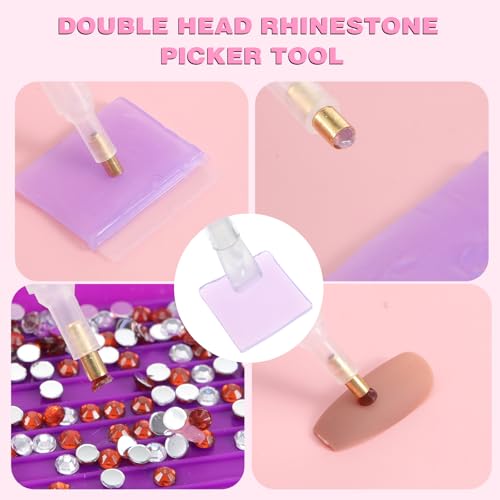 Dual-Ended Rhinestone Pickup Tool Set with Nibs and Storage Box