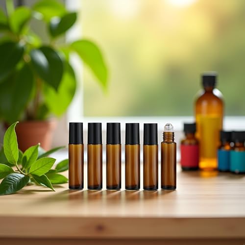 Glass Roller Bottles for Essential Oils 10ml - 6 Pack