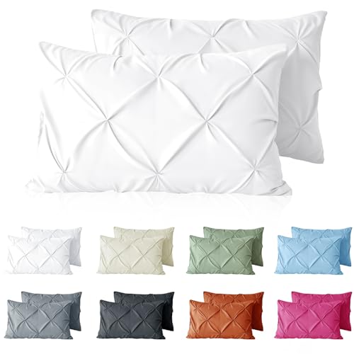 VACVELT 2-Pack White Pintuck Pillow Shams, 20x26 Inch