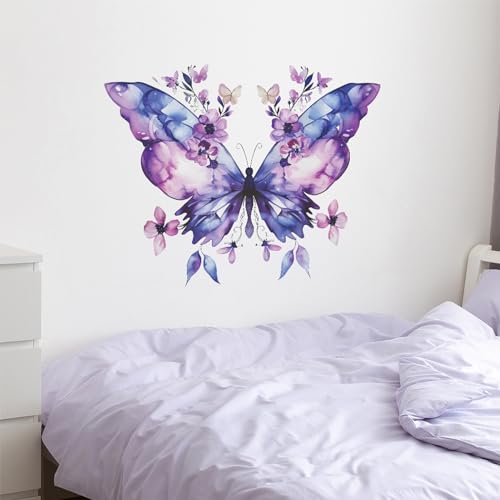 TUOKING Purple Butterfly Wall Stickers - Removable PVC Decals for Home Decor, E89