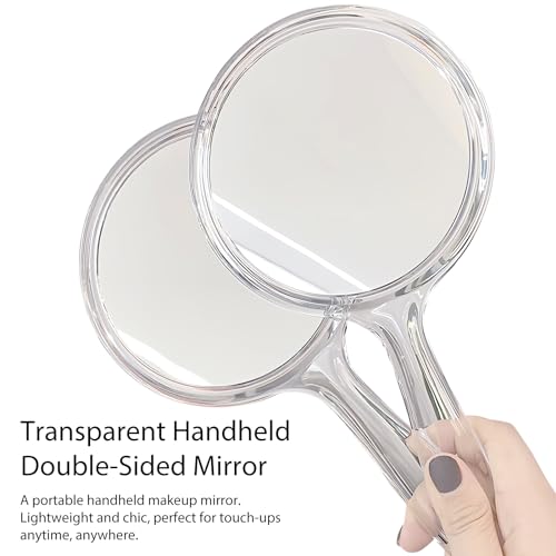 Kootinn Double-Sided Handheld Mirror - 4 Inch 1X/2X Magnifying Travel Mirror