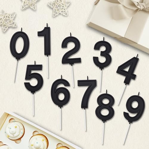 Black Number 1 Birthday Candle - 2.76 Inch Cake Topper for Parties