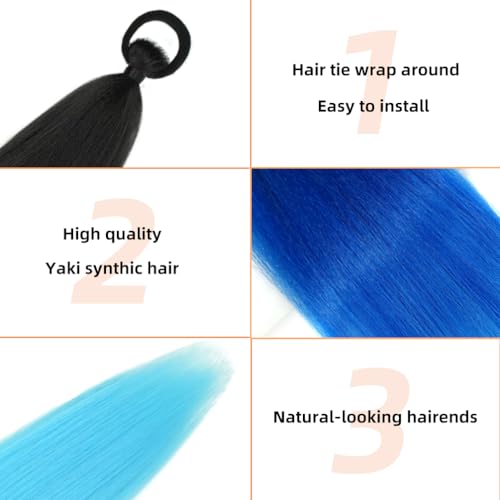 Rosmile 2 Pack 26 Inch Braid Ponytail Extension with Elastic Tie