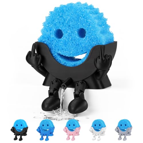 Cute Self-Draining Sponge Holder with Traceless Glue | Black