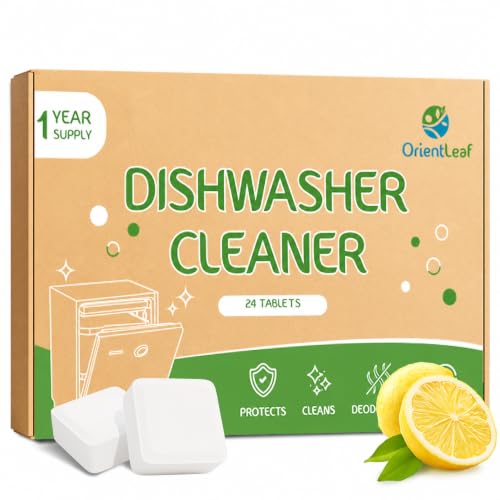 OrientLeaf Dishwasher Cleaner Tablets, 24-Pack, Descaler & Deodorizer