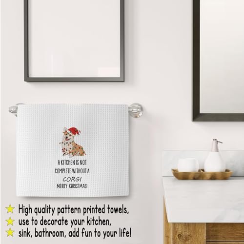 Funny Christmas Corgi Kitchen Towels - Soft 100% Waffle Weave