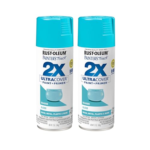 Rust-Oleum Painter's Touch 2X Ultra Cover Spray Paint, Gloss Seaside, 12oz (2 Pack)