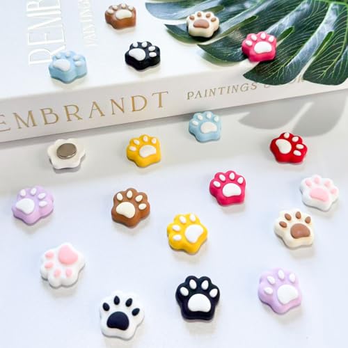 Cat Paw Print Fridge Magnets - 20pcs Colorful Cute Set