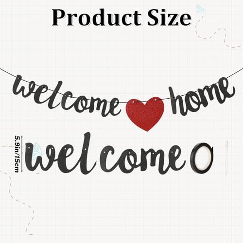 Black Glitter Welcome Home Banner for Celebrations