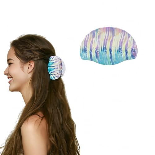Fosrisix Large Seashell Hair Claw Clip Blue-Purple Striped Resin