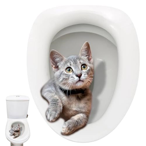 Cute Cat Toilet Lid Decal - Waterproof Self-Adhesive Bathroom Decor