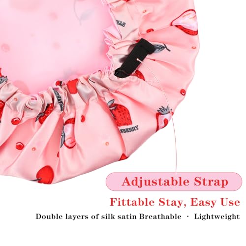 Sibba Baby Satin Sleep Cap Strawberry Soft Silk Hair Bonnet
