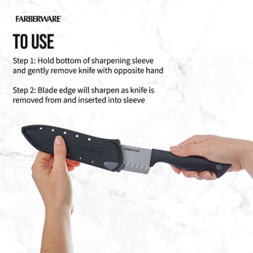Farberware EdgeKeeper 5" Santoku Knife Pack of 12 with Self-Sharpening Blade Cover - Black/Gray