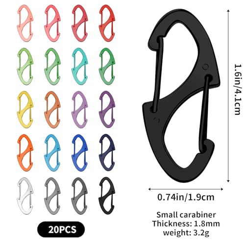 20PCS S Carabiner Clip Small Alloy Snap Hook Anti Theft Carabiner Clip Hooks Scratch-Resistant Mini Keychain Carabiners for Keys, Small Ring Hooks for Bag£¬ Backpack£¬ Purse