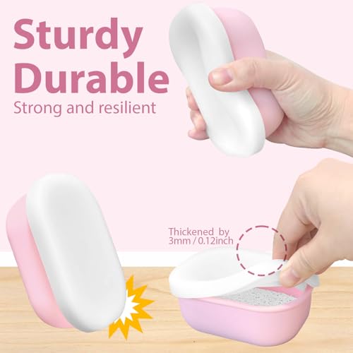 Leakproof Silicone Travel Soap Case with Drainage Layer - Pink