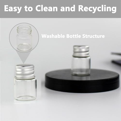 4-Pack 5ml Mini Glass Jars with Aluminum Screw Caps for Crafts & Storage