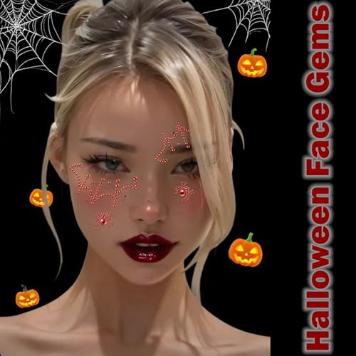 3D Spider Web Face Gems & Rhinestone Stickers for Halloween Makeup