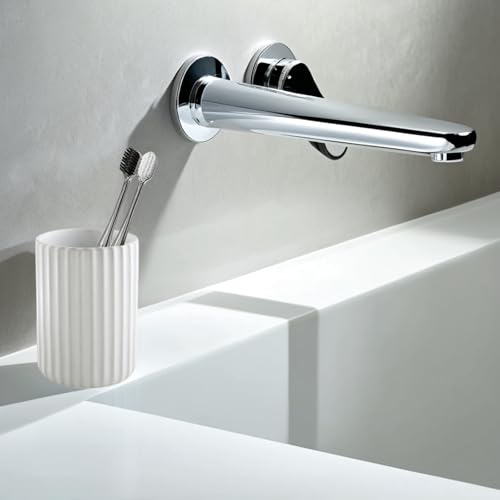 LILITURF Ceramic Toothbrush Holder - White Minimalist Bathroom Cup