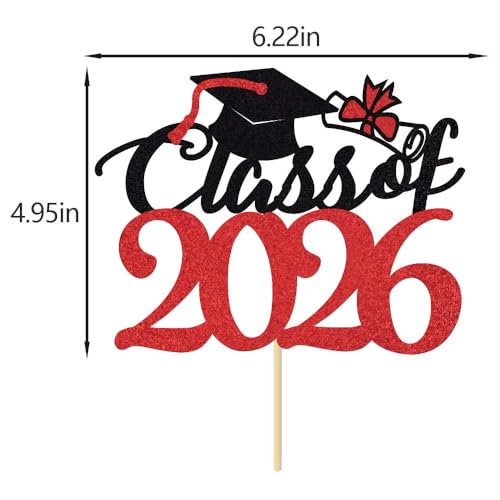 Class of 2026 Graduation Cake Topper - Glitter Cap Decoration