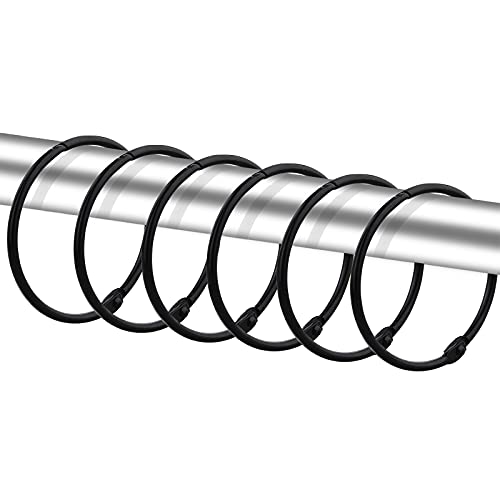 Black 24 Pack Shower Curtain Rings Rustproof Metal Hooks Bathroom Accessories