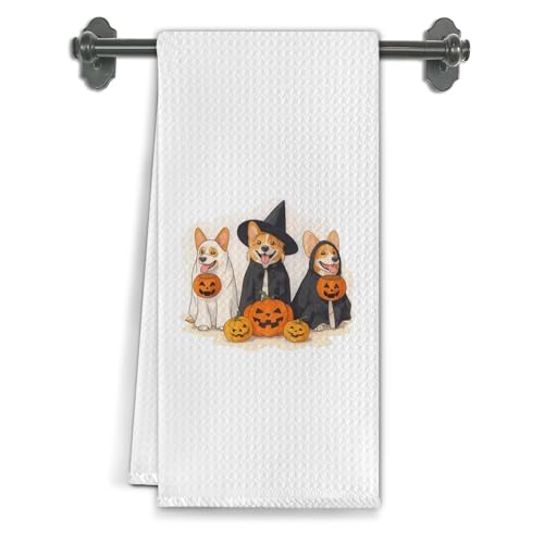 Halloween Corgi Kitchen Towel - 16x24 Inch Microfiber Hand Towel