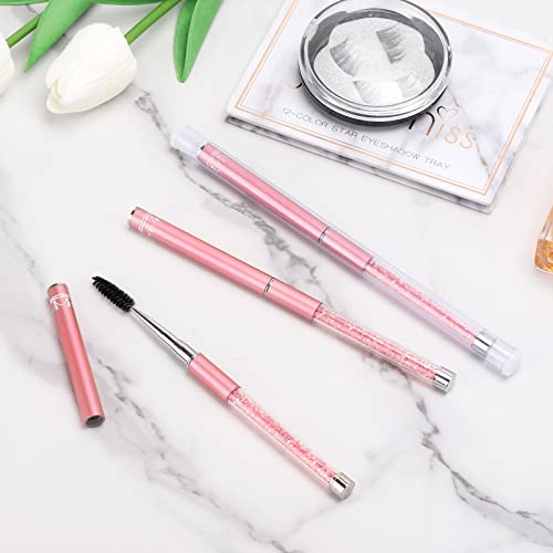 Tbestmax 3 Pcs Spoolies Mascara Wands and Eyelash Brushes with Cap Pink