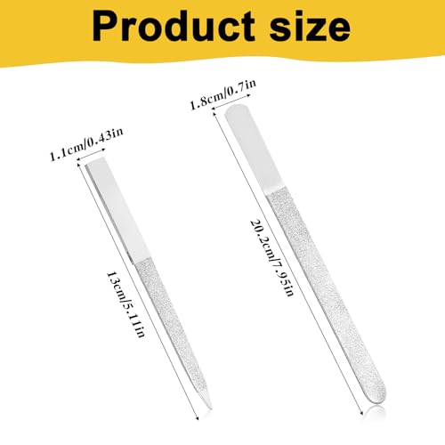 2 PCS Metal Nail File Set, Double-Sided Stainless Steel Nail Files for Manicure
