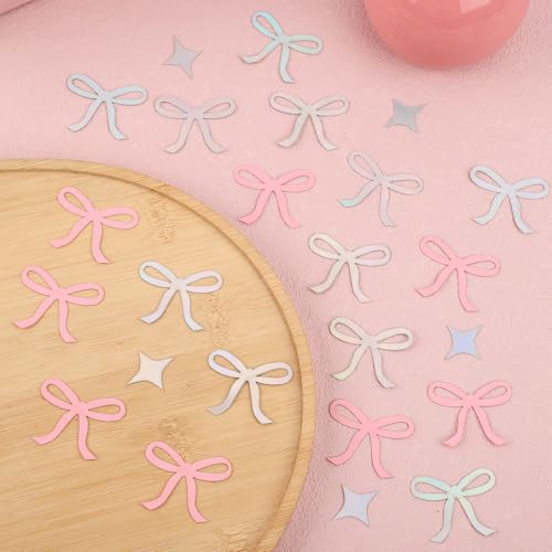 200pcs Pink Bow and Glitter Star Table Confetti for Wedding Party Decor
