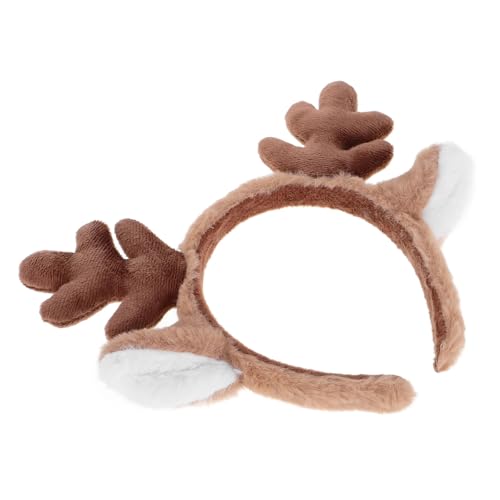Christmas Reindeer Antler Headband Fluffy Elk Hair Band for Holiday Parties