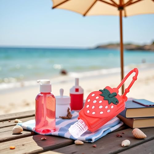 WaigN Strawberry Travel Bottle Refillable Hand Sanitizer Dispenser with Keychain