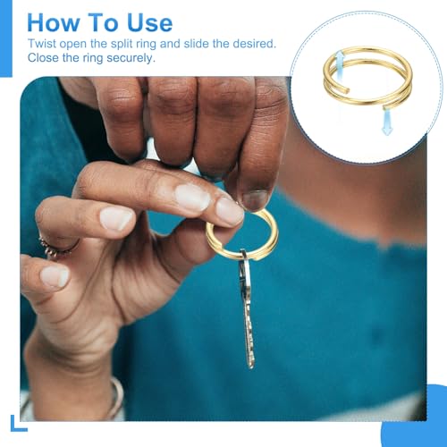PATIKIL 8mm Gold Split Rings 20 Pcs Double Loop Stainless Steel Key Rings for Jewelry Making and DIY Crafts