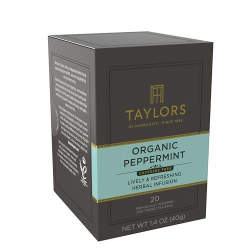 Taylors of Harrogate Organic Peppermint Herbal Tea, 20 Individually Wrapped Bags
