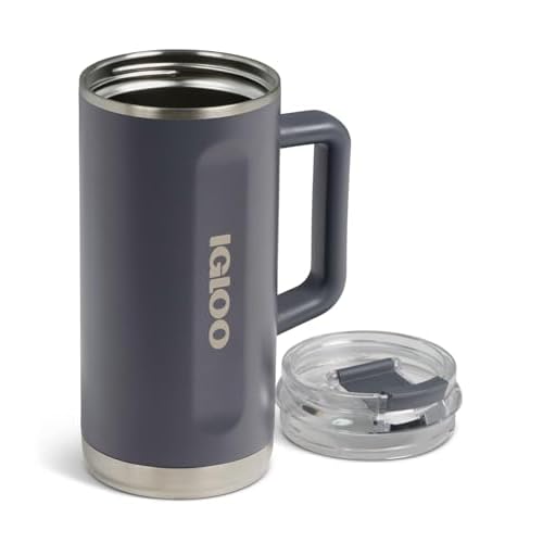 Igloo, 36 oz Tumbler with Handle, Reusable Travel Mug, Stainless Steel Insulated Hydration Cup for Hot & Cold Beverages, Carbonite