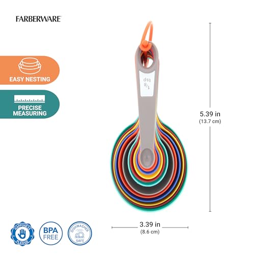 Farberware 12-Piece Measuring Cups and Spoons Set - Color-Coded Nesting