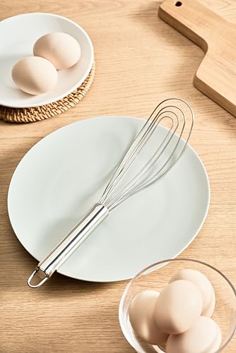 Tafond 10.63-Inch Stainless Steel Flat Whisk for Egg Beating & Mixing - Kitchen Utensil