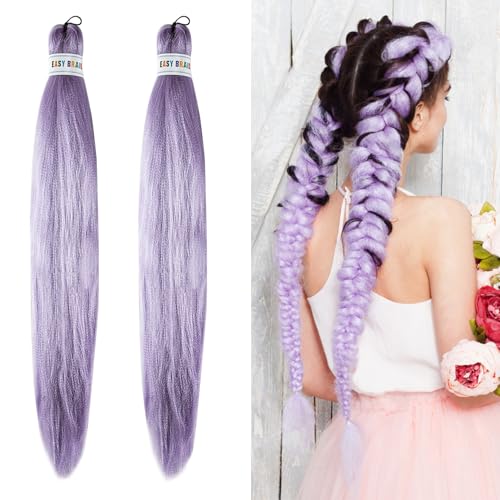 MAQIHAN 24 Inch Jumbo Braiding Hair Extensions, Light Purple Synthetic Hair