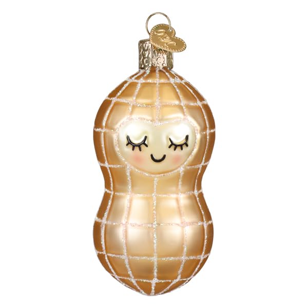 Little Peanut Glass Blown Ornament for Christmas Tree - Handcrafted Holiday Decoration