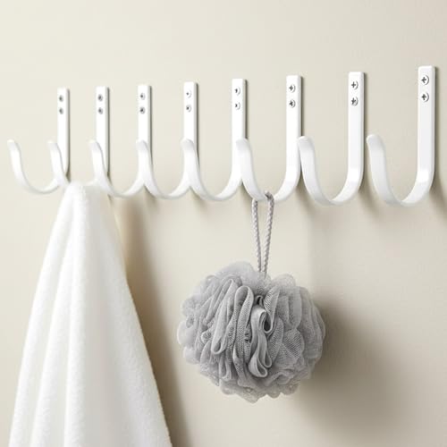 10-Pack Heavy Duty White Wall Hooks - Rust-Resistant Aluminum