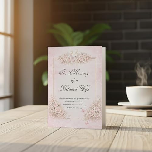 Memorial Sympathy Card for Beloved Wife with Verse - A5 Size