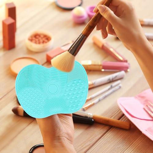 2 Pcs Silicone Makeup Brush Cleaner Mat with Suction Cup