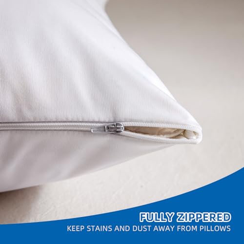 Standard Size Waterproof Pillow Protectors - 4 Pack, Hypoallergenic, Zippered